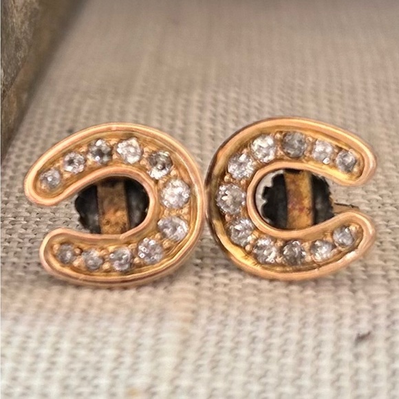 Antique 14k Old Mine Cut Diamond Studs - Picture 2 of 13